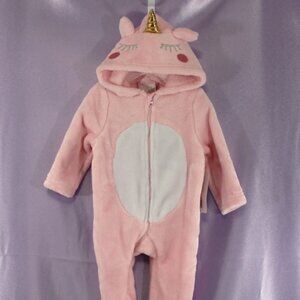 CLEARANCE NWT Duck Duck Goose Unicorn Hooded Plush Footed Onesie Size 3–6 Months